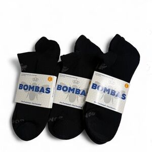 3 PAIRS Bombas Ankle Athletic Black Socks Unisex Size Large